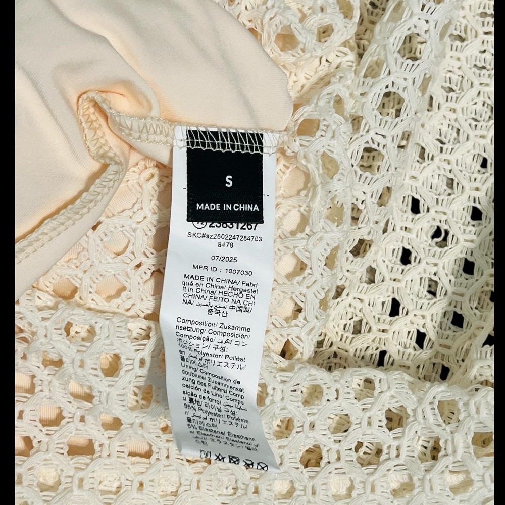 Ivory Crochet Mermaid Maxi Dress Cutout Open Knit‎ Boho Beach Resort Small - Picture 3 of 16